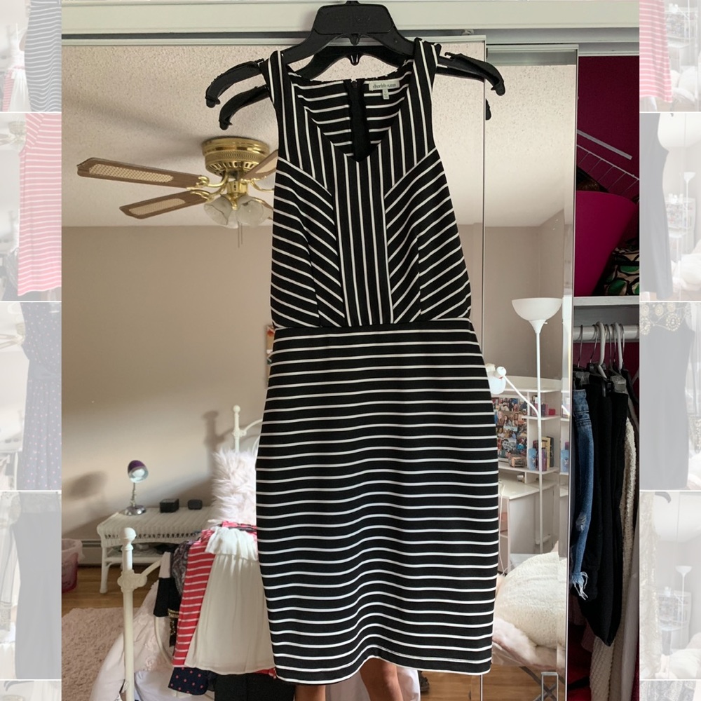 black and white stripped dress